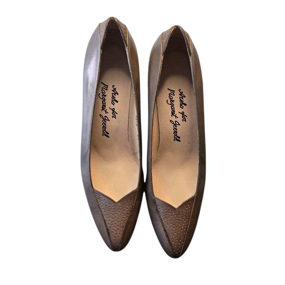 Vintage Margaret Jerrold Gray Leather Pump Heels Size 8.5AA